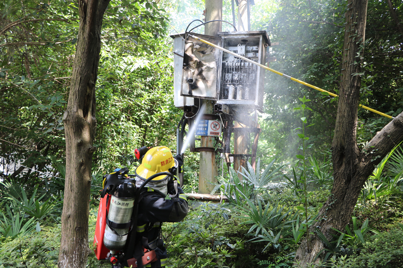 变压器不耐“高温”起火  消防官兵紧急处置