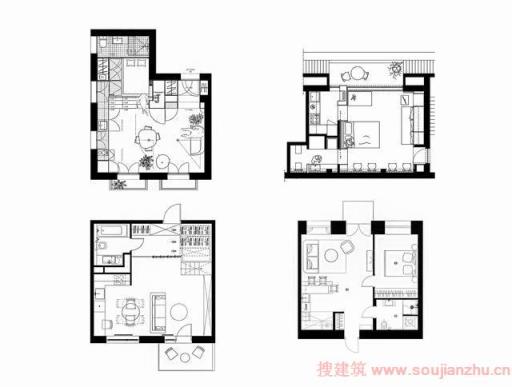 50平方米内住宅平图合集：26个小尺度空间案例